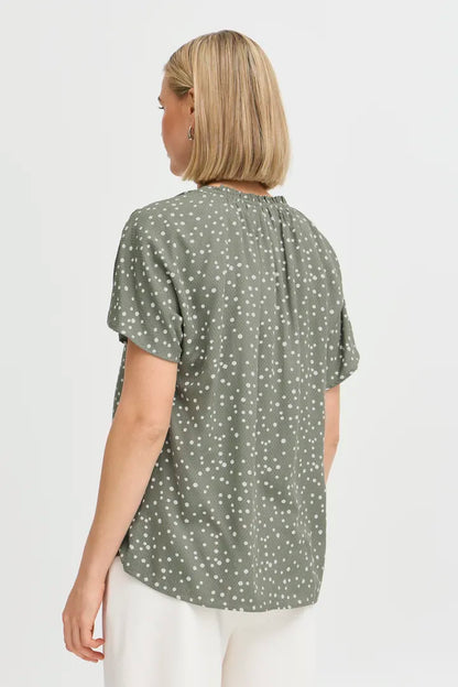 Fransa Polka Dot Blouse in Red Navy and Khaki  20613491