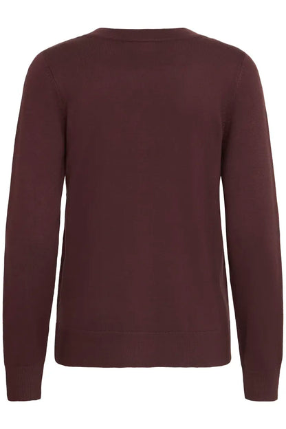 Fransa V Neck Fine Knit in Fudge  20615484