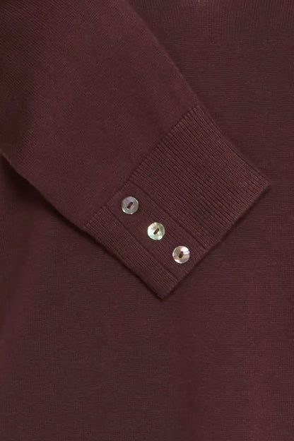 Fransa V Neck Fine Knit in Fudge  20615484