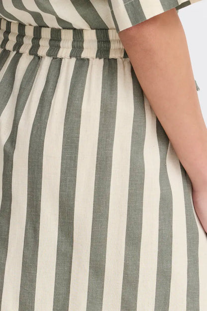 Fransa Maddie Midi Skirt Green stripe  20615443