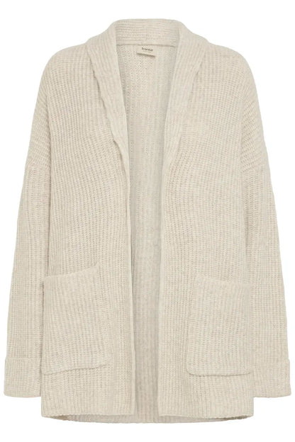 Fransa Long Edge to Edge Cardigan with pockets in Oatmeal 20617149