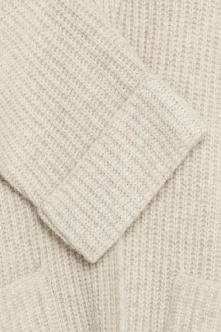 Fransa Long Edge to Edge Cardigan with pockets in Oatmeal 20617149