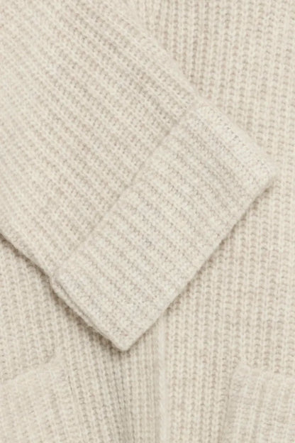 Fransa Long Edge to Edge Cardigan with pockets in Oatmeal 20617149