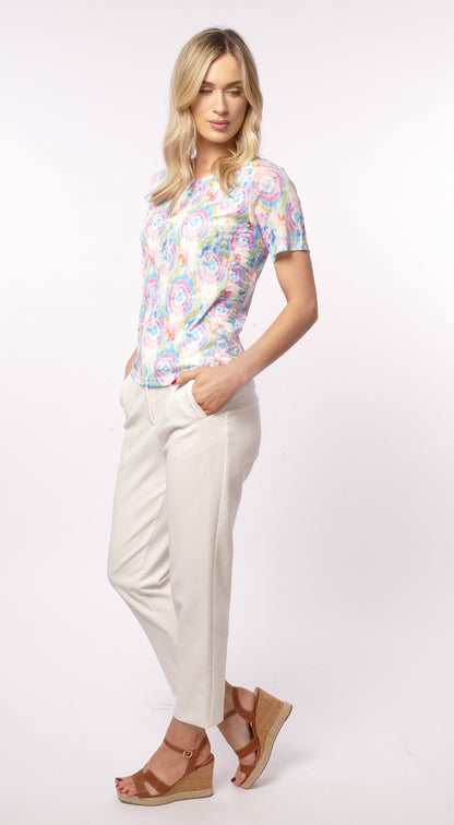 Libra pretty print top with ruched side detail Lt1905