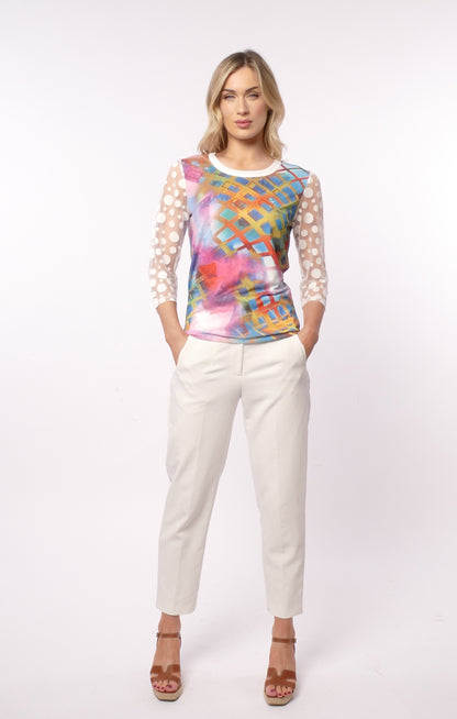 Libra print top with contrast sleeves Lt1910