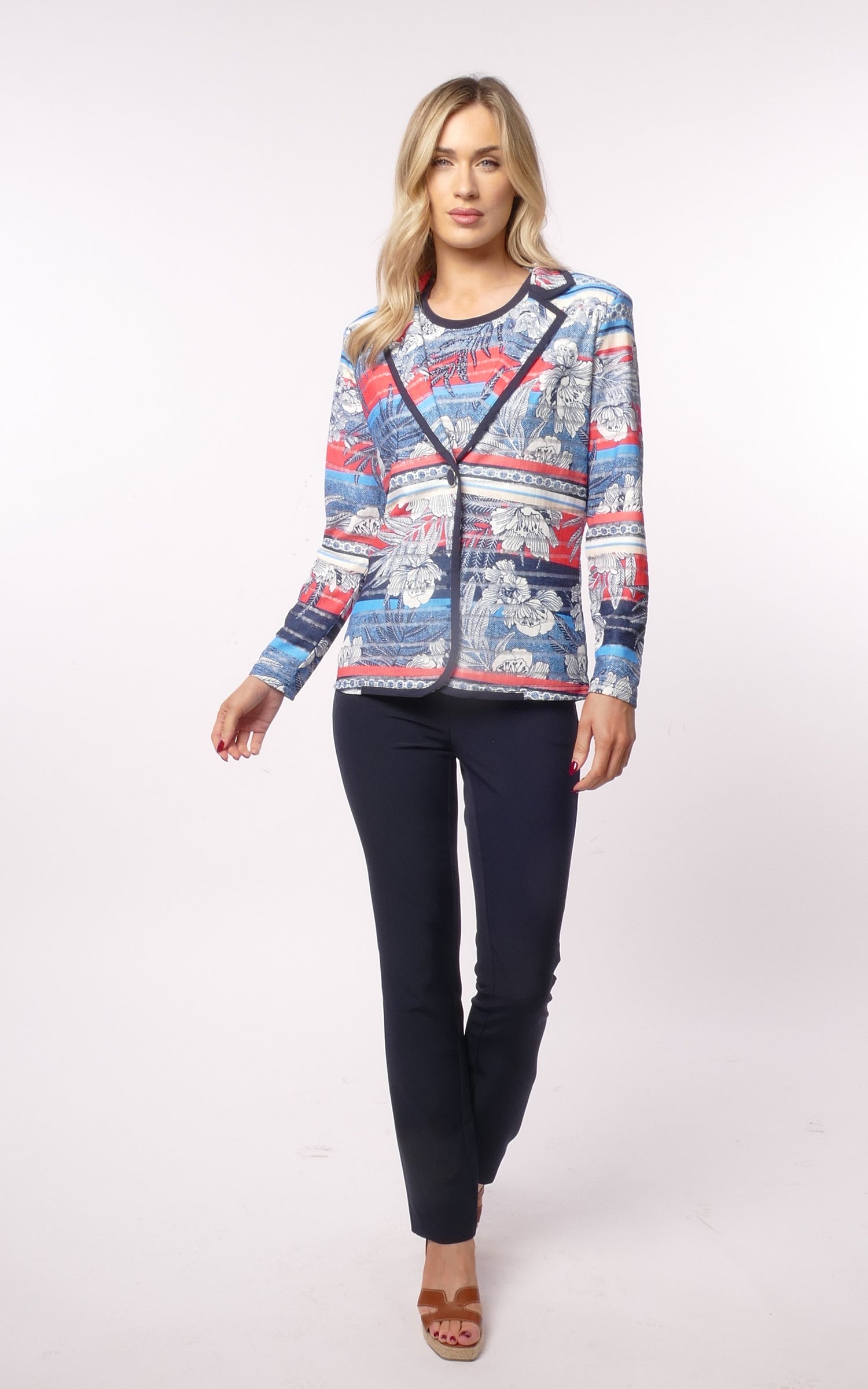 Libra Twinset with Revere collar in Navy Print   Ltp1918