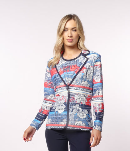 Libra Twinset with Revere collar in Navy Print   Ltp1918