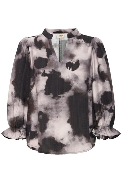 Fransa  Blurred print V Neck Blouse