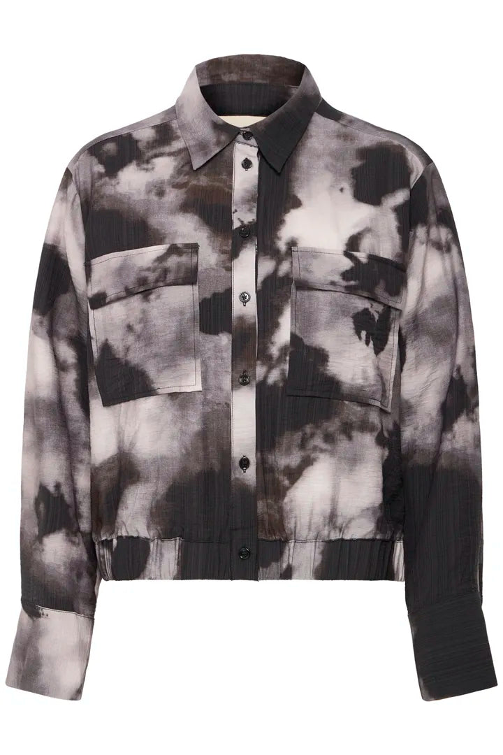 Fransa Blurred print Lainey Jacketn in mink and black print
