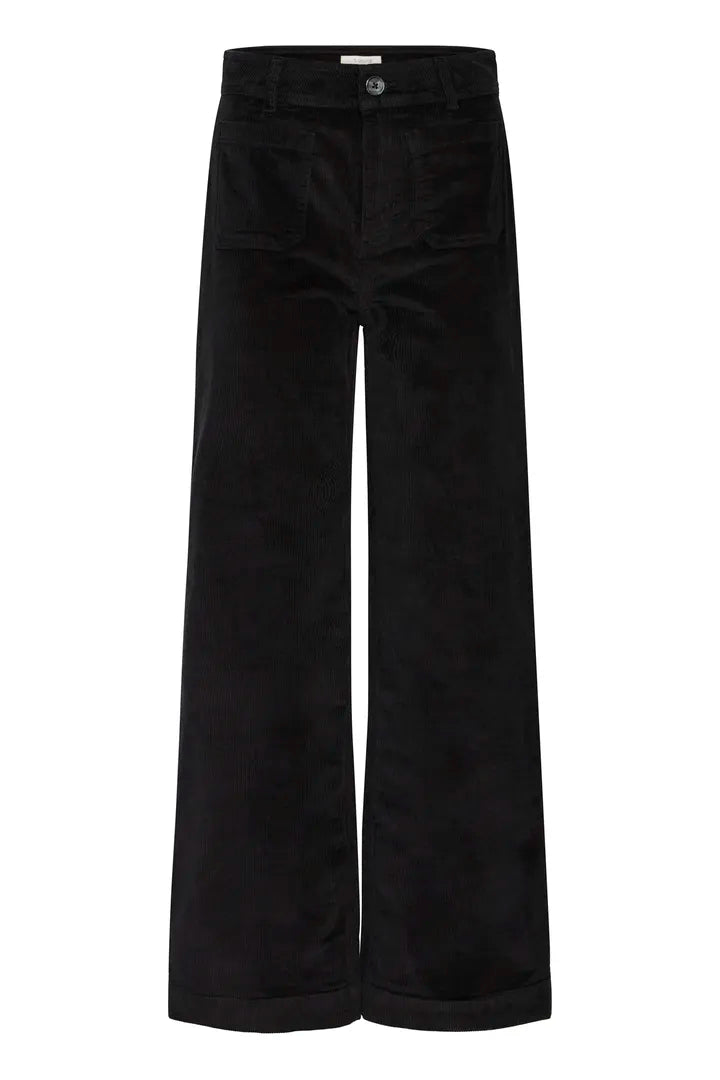 Byoung Straight leg  High Waist cord trousers Black 2818026