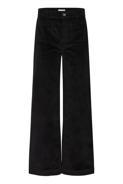 Byoung Straight leg  High Waist cord trousers Black 2818026