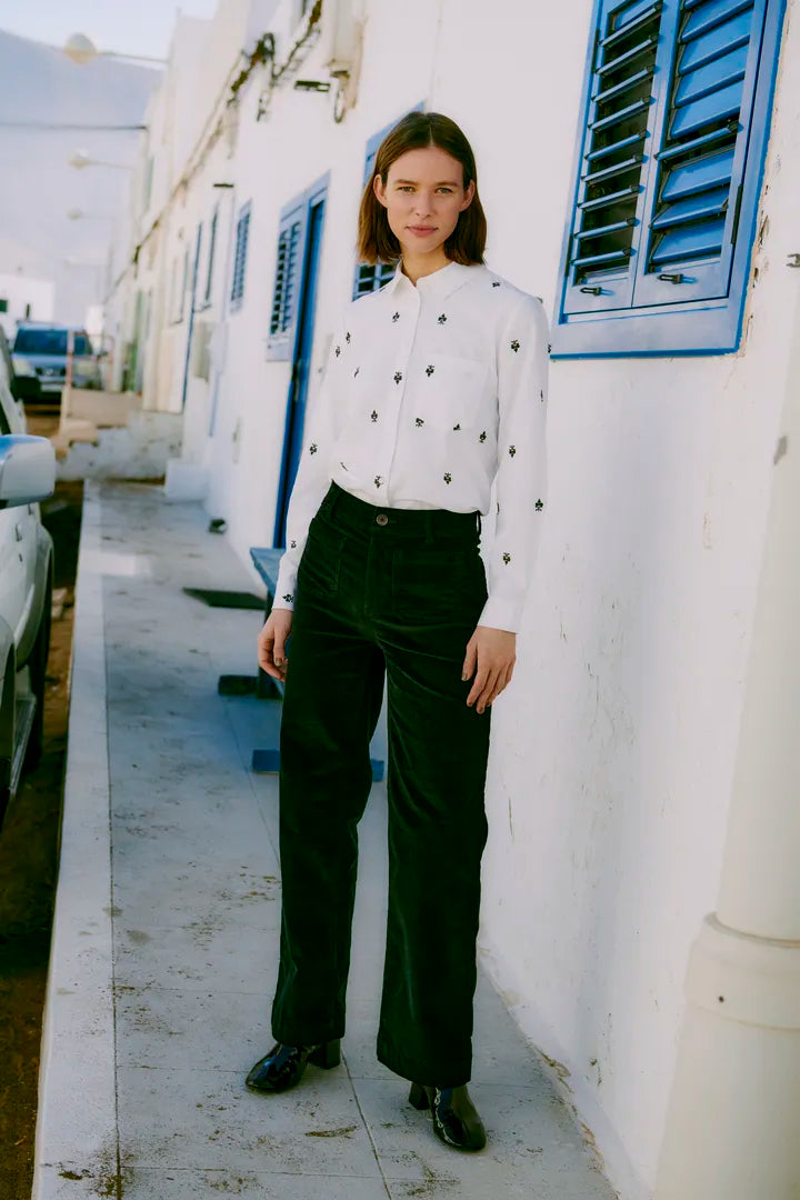 Byoung Straight leg  High Waist cord trousers Black 2818026
