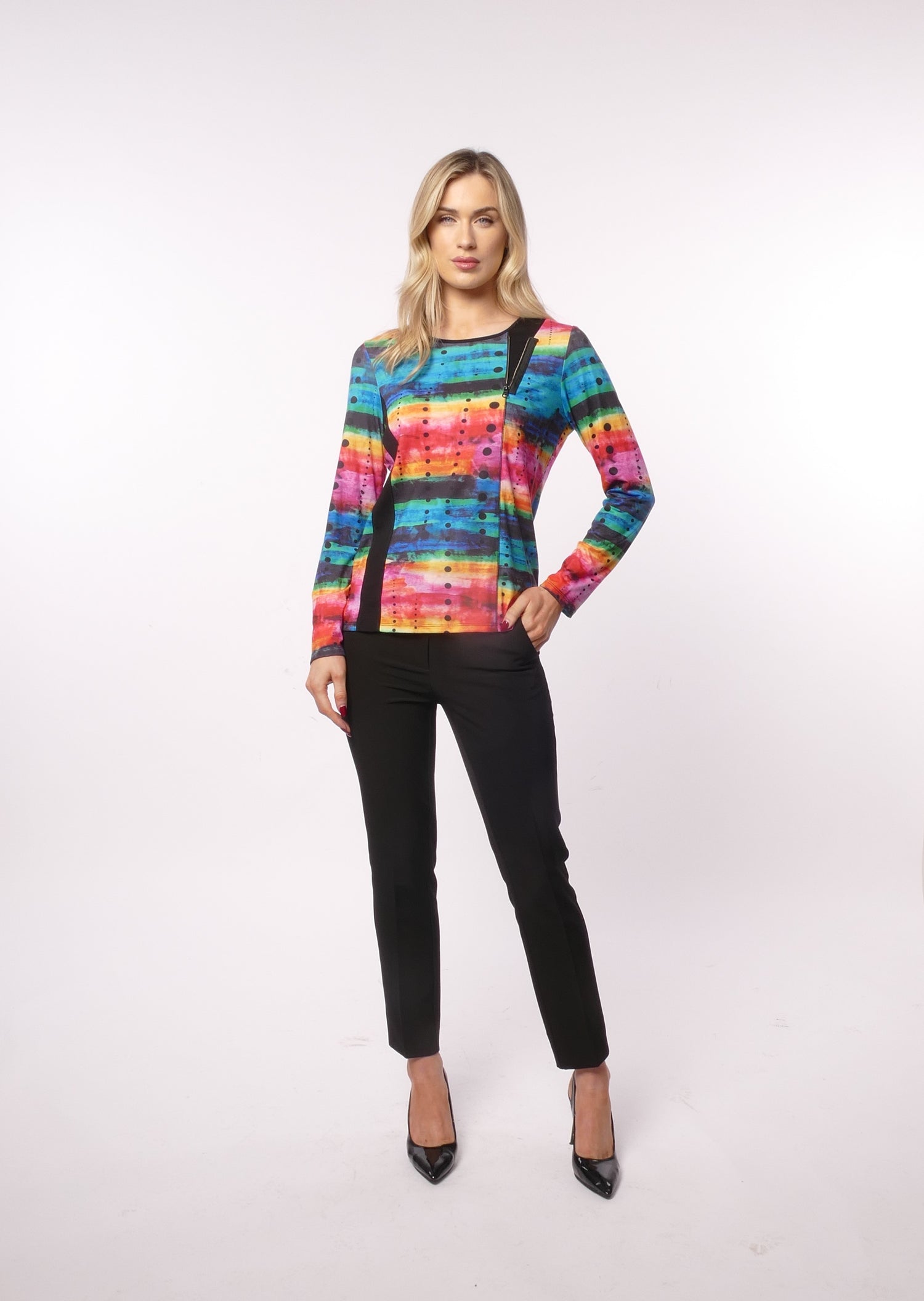 Libra Multicoloured print top with zip detail  Lt1943