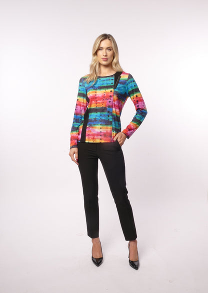 Libra Multicoloured print top with zip detail  Lt1943