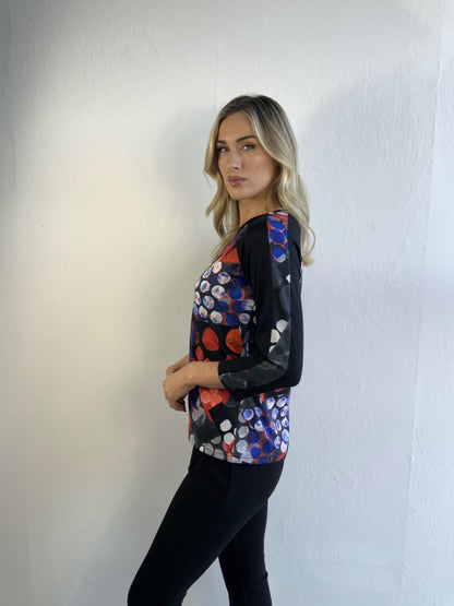 Libra Embellished top with Royal blue and red print Lt1945