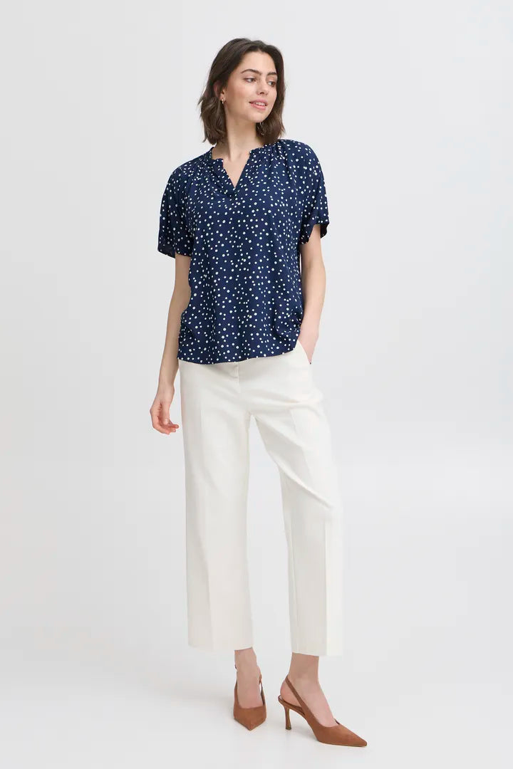 Fransa Polka Dot Blouse in Red Navy and Khaki  20613491