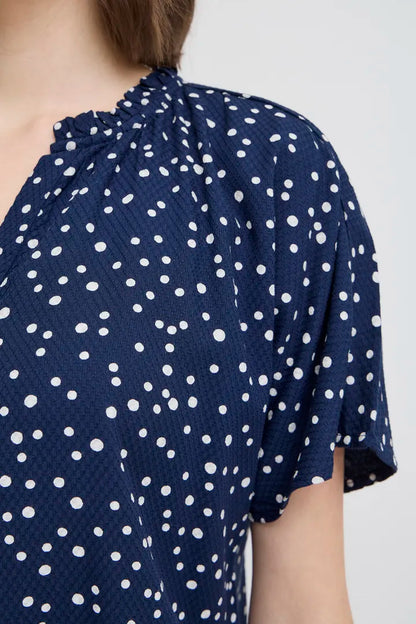 Fransa Polka Dot Blouse in Red Navy and Khaki  20613491