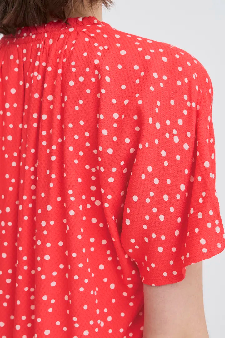 Fransa Polka Dot Blouse in Red Navy and Khaki  20613491