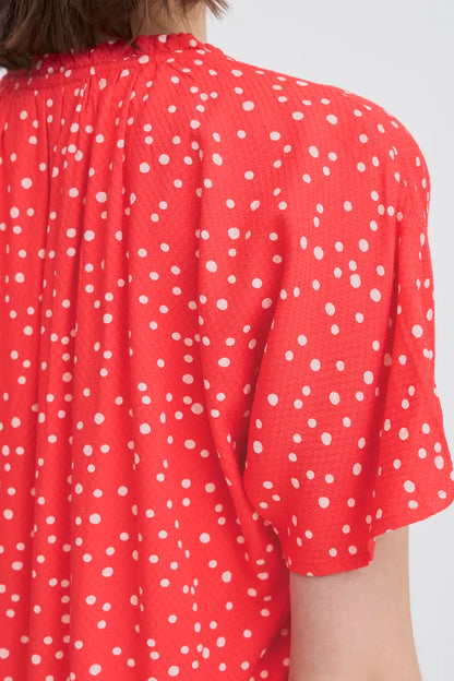 Fransa Polka Dot Blouse in Red Navy and Khaki  20613491
