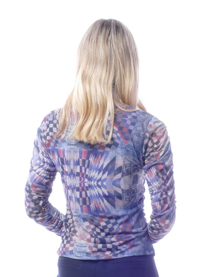 Libra Long Sleeve Mesh top with side ruching  Lt1956