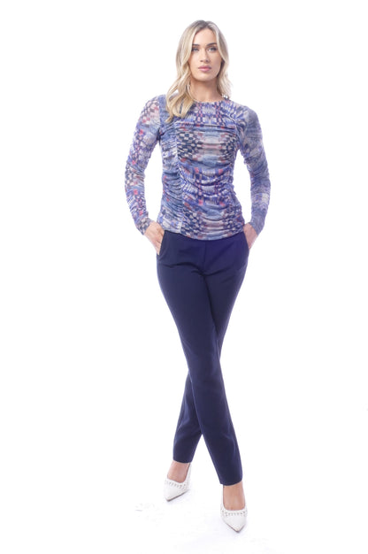 Libra Long Sleeve Mesh top with side ruching  Lt1956