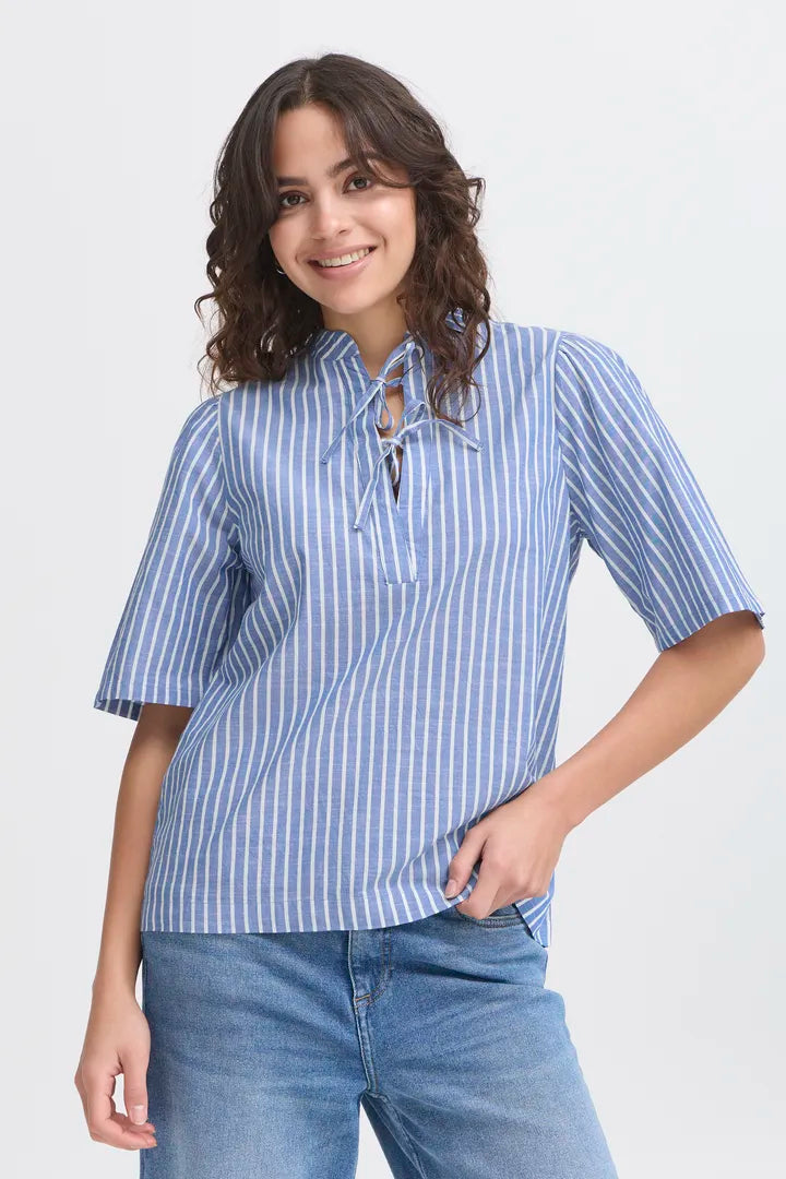 Fransa Cotton stripe shirt with tie front detail 20615802