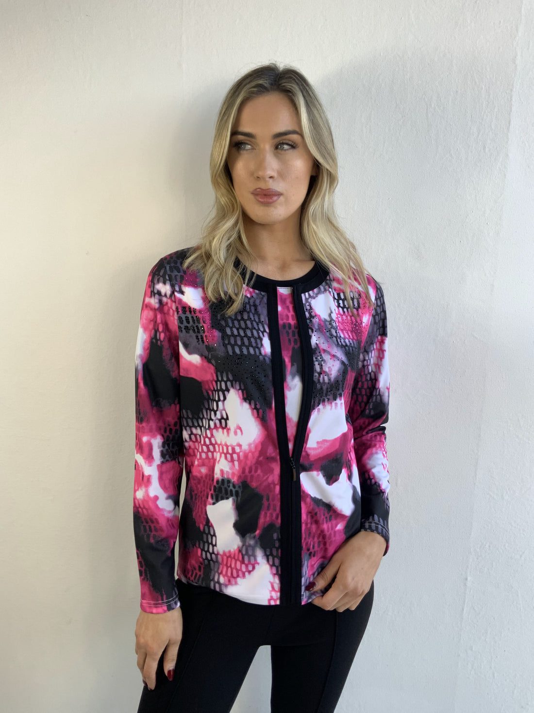 Libra Pink and Black Print Twin Set Ltp1961