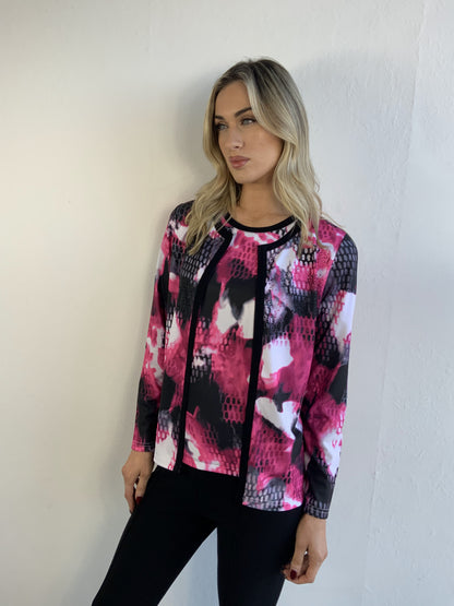 Libra Pink and Black Print Twin Set Ltp1961
