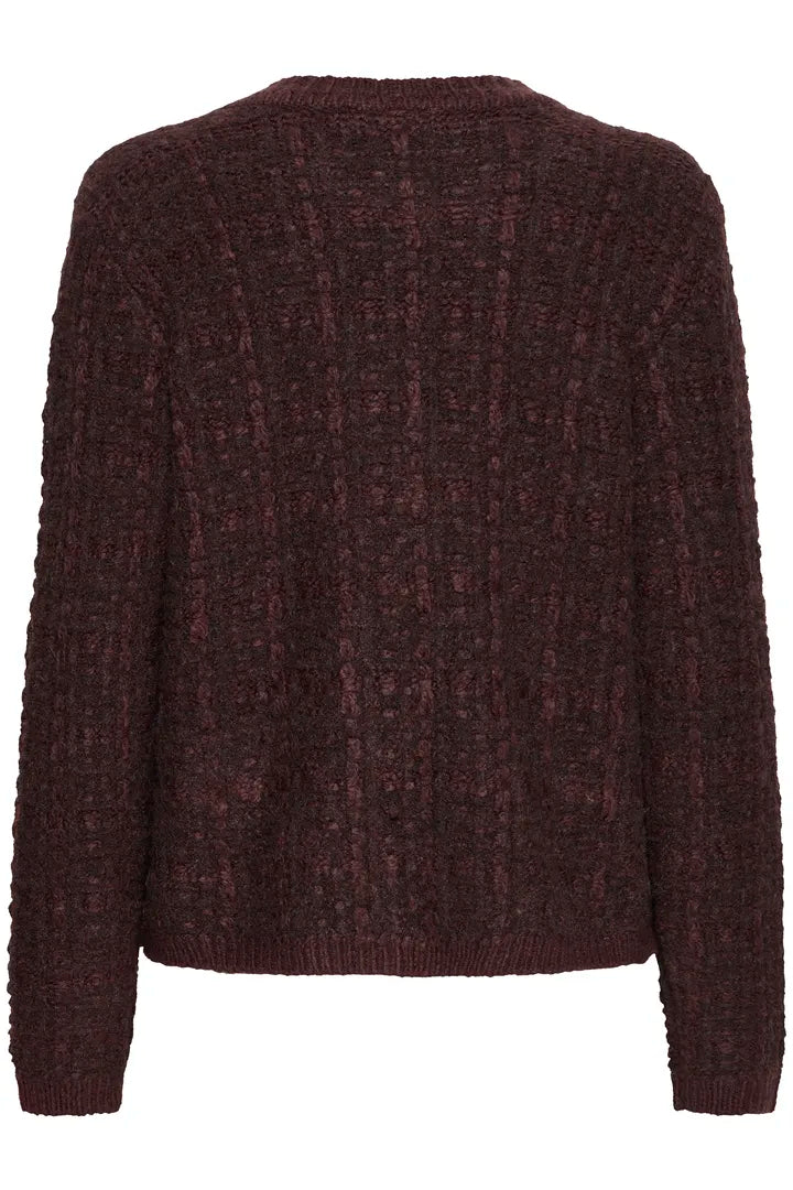 Fransa Round Neck Cable knit Cardigan in Fudge  20617314