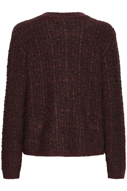 Fransa Round Neck Cable knit Cardigan in Fudge  20617314