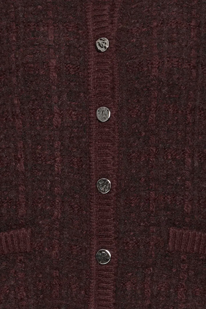 Fransa Round Neck Cable knit Cardigan in Fudge  20617314