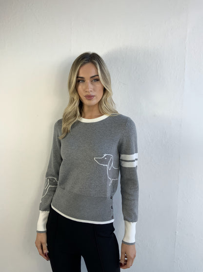 Libra knit with Dog Print grey or navy Lk1968