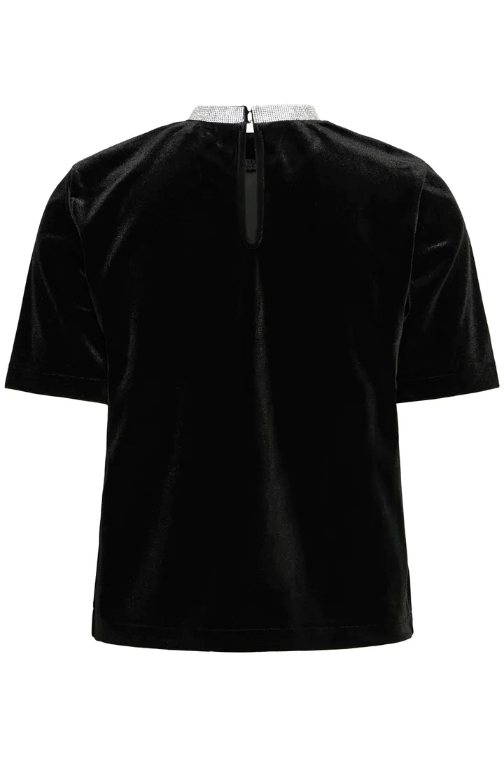 Byoung Plush Velvet Top with Diamante neckline 20818320