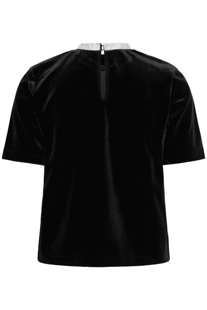 Byoung Plush Velvet Top with Diamante neckline 20818320