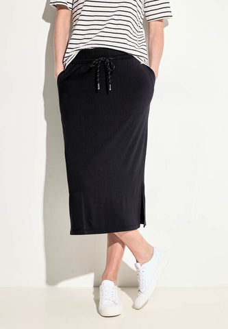 Cecil Black Jersey Midi Skirt with pockets 361493