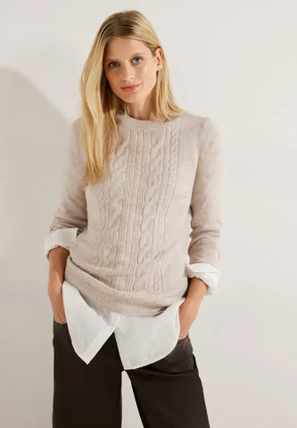 Cecil Cable knit sweater in Oatmeal or Pink 302547