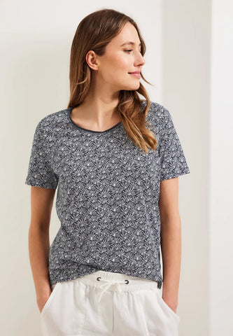 Cecil minimal print cotton t shirt in grey or green 320046