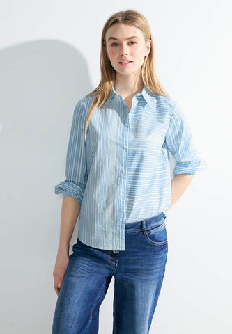Cecil Blue stripe Cotton Shirt with adjustable sleeve344456