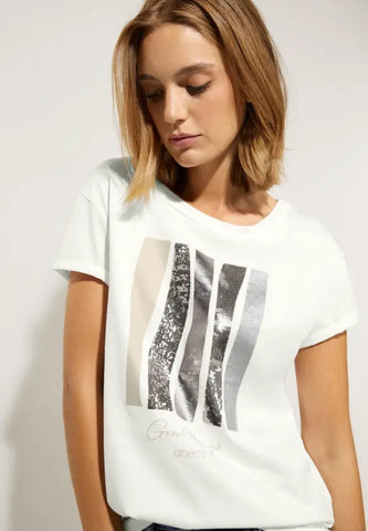 Street One cotton T Shirt with sparkle 320372