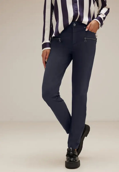 Street One Technostretch trousers with zip detail black or navy