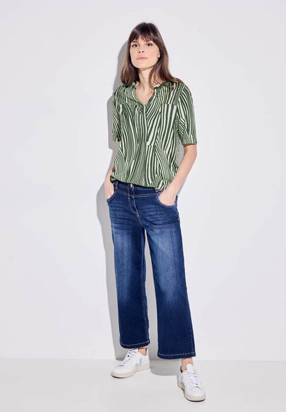 Cecil 2 Tone top with elastic waistband Blue or Green 321319