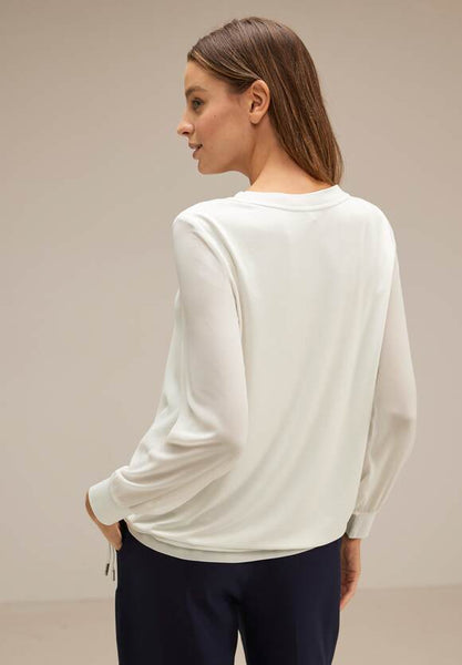 street one Chiffon double Layer Top in navy or off white