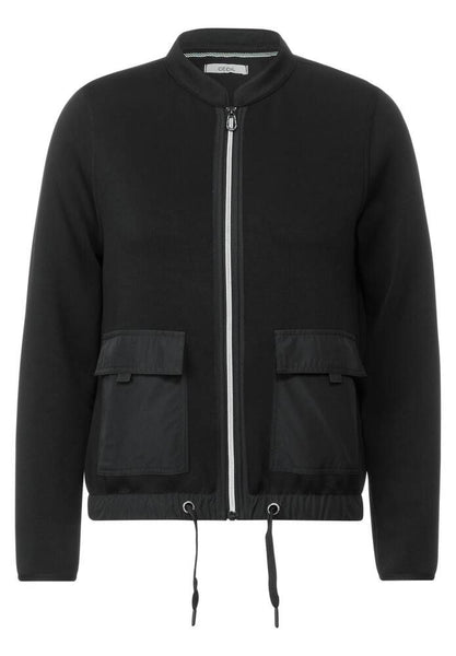 Cecil soft black bomber jacket with drawstring