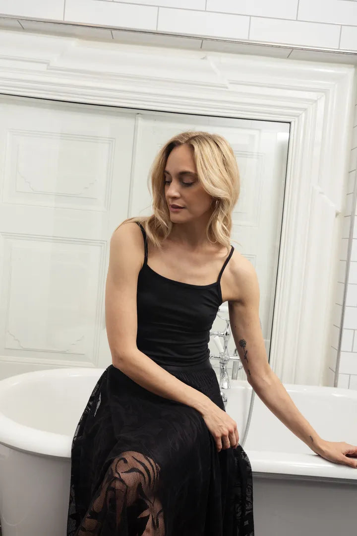 Fransa Lace overlay Midi Skirt  0617281