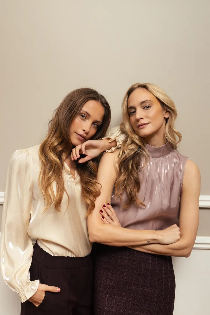 Fransa Yolanda Blouse with iridescent shimmer in ivory for Pale Mauve 20617297