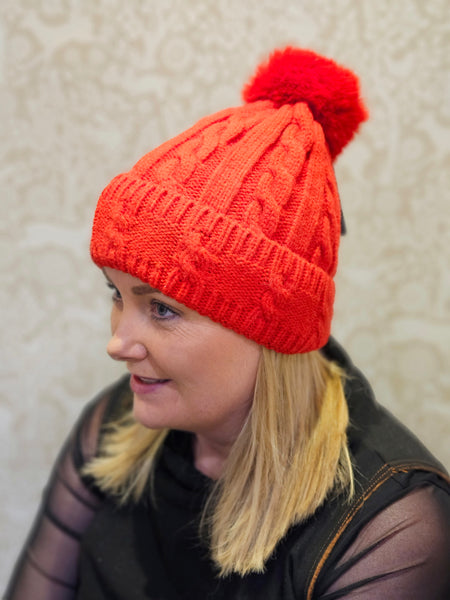 Pompom Cable hat. All Colours