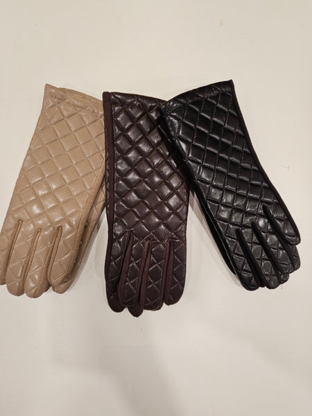 Faux Leather velvet lined gloves with touchscreen pads. All Colours
