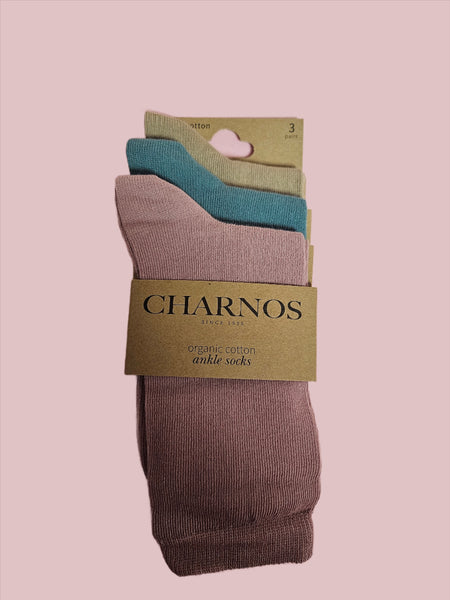 Charnos Organic Cotton Comfort Top 3PK  Black Or Pink Mix Cgjd