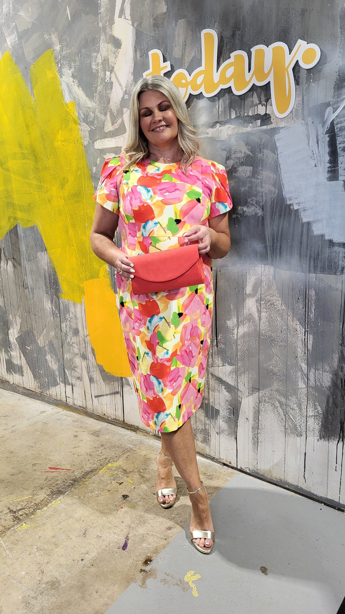 Kate Cooper Garden Party Shift dress with wrap over sleeve cs25163