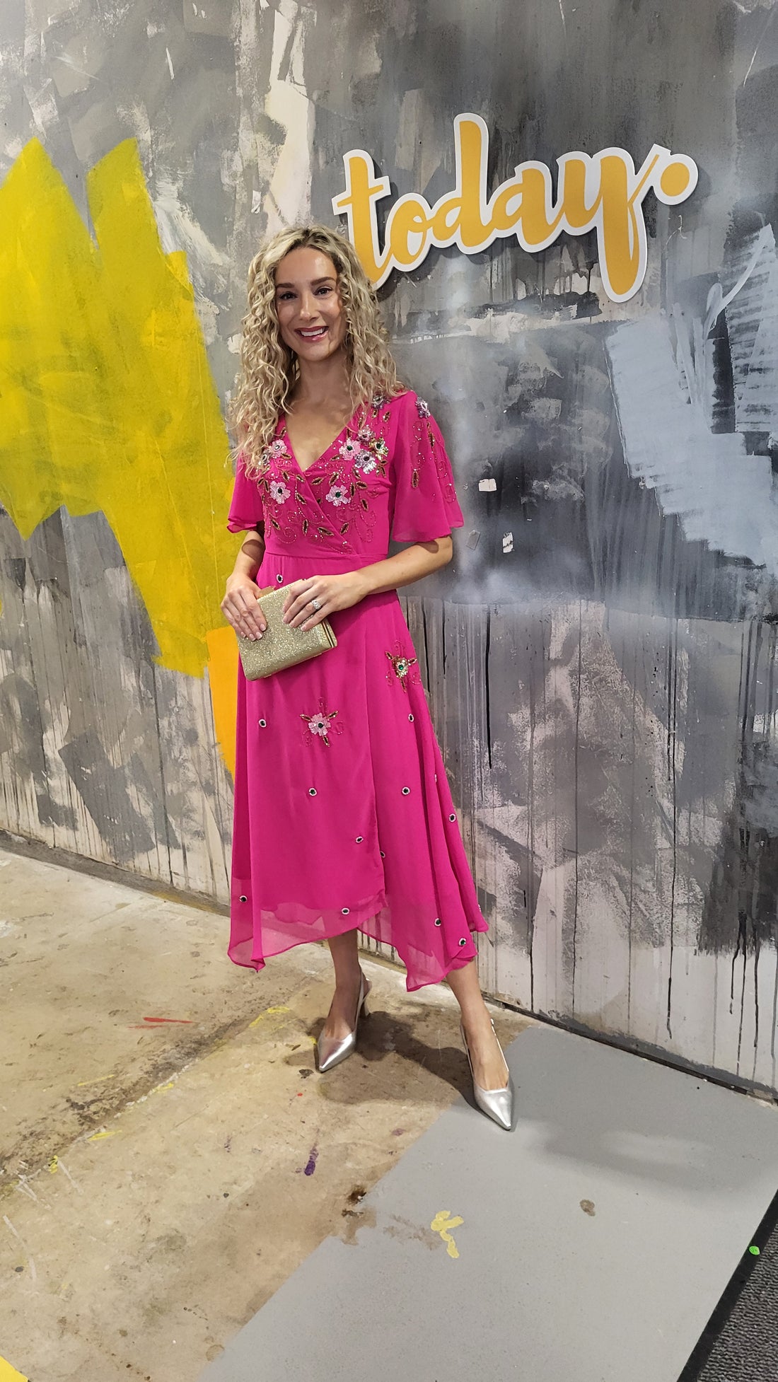 Amber pink embellished  wrap dress  P035665